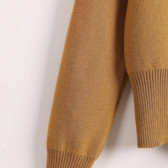 Yellow Casual Women's Double-Breasted Loose Elegant Long Sleeve Cardigan - Picture 3 of 6